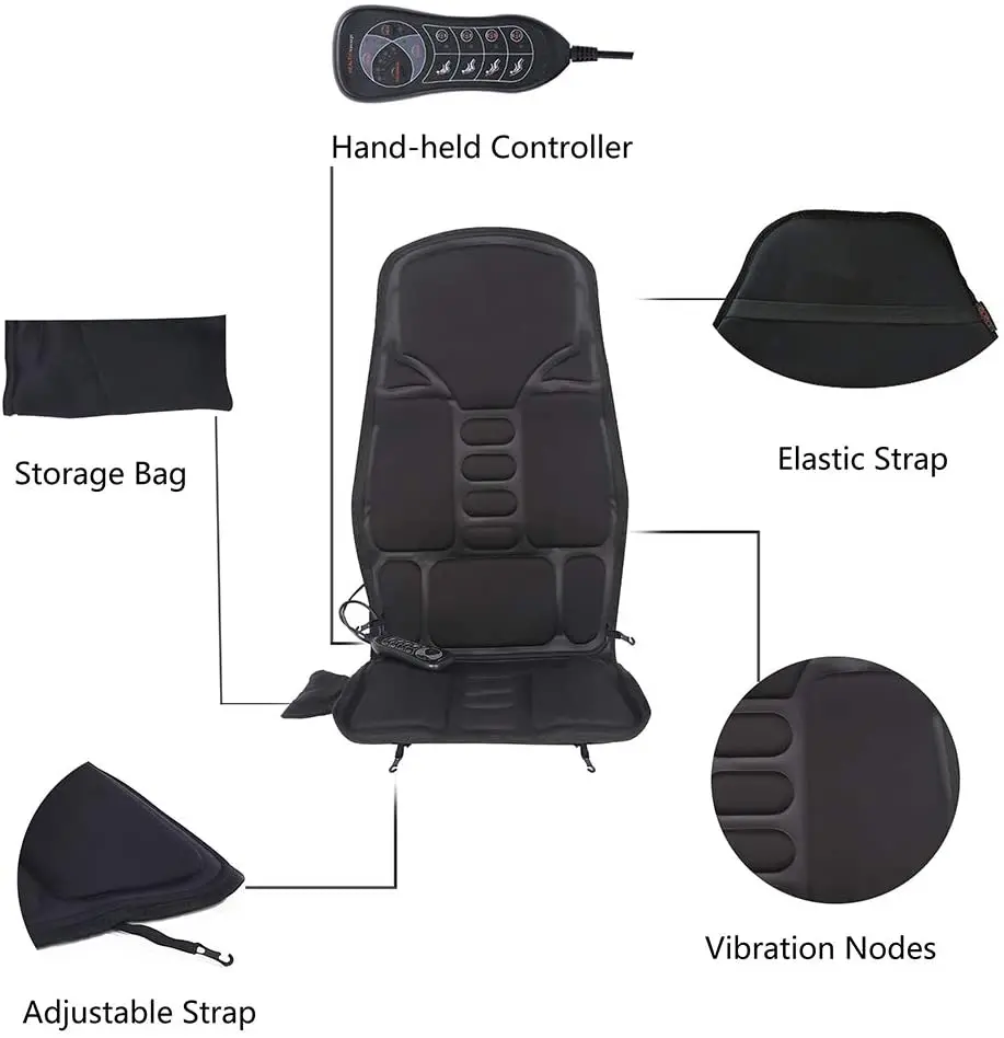 Back Vibrating Massager with Heated Pad, Seat 10 Vibration Nodes to Relieve Stress and Fatigue, Suitable for Home Office Use