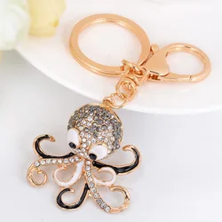 Factory main product squid shaped unique design octopus shaped sea animal metal keychain
