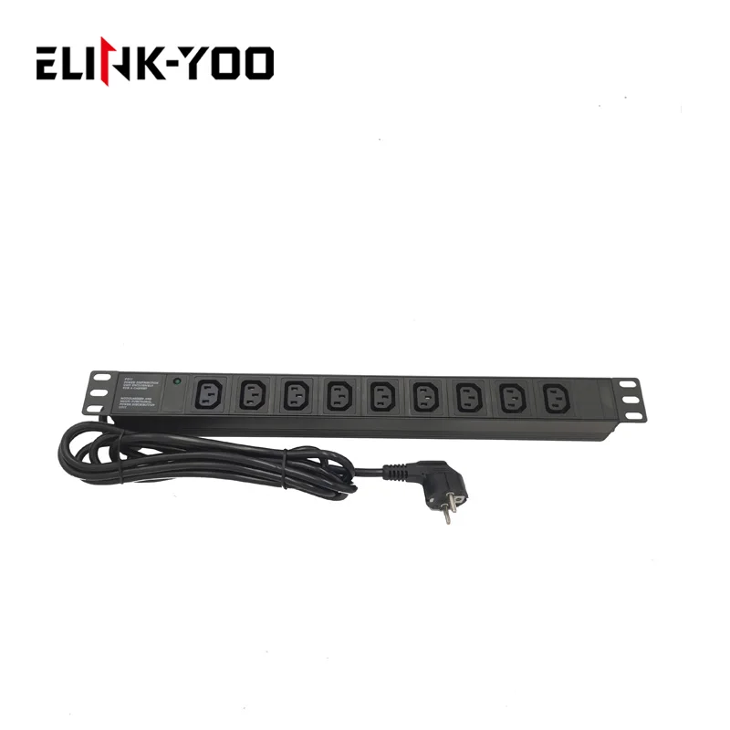 19inches 1U 9way IEC320 C13 Rack PDU  Power Socket with indicator euro plug