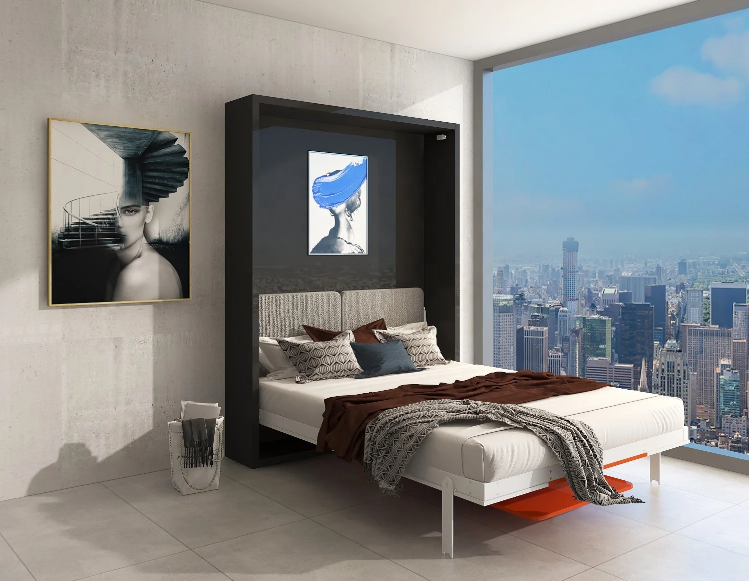 Custom Design Murphy Wall Bed Wall Mounted Folding Bed Systems For Hall