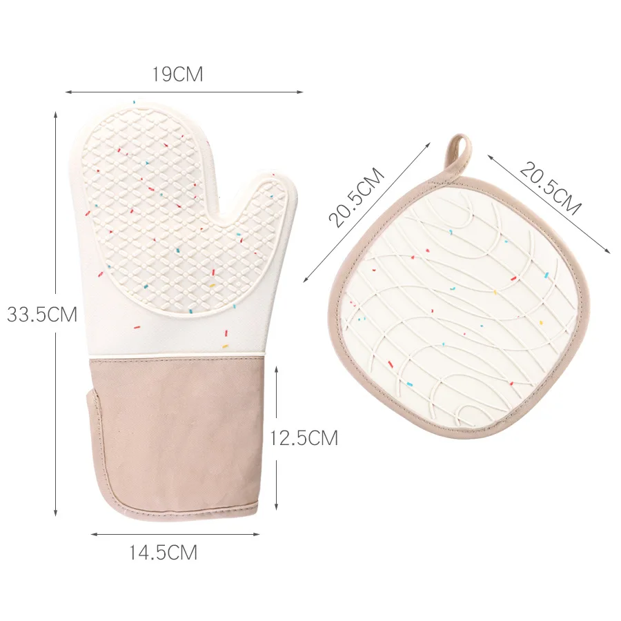Silicone and cotton gloves Heatproof Pan Pad Set Twill Color Dot Microwave oven gloves Amazon Baking gloves