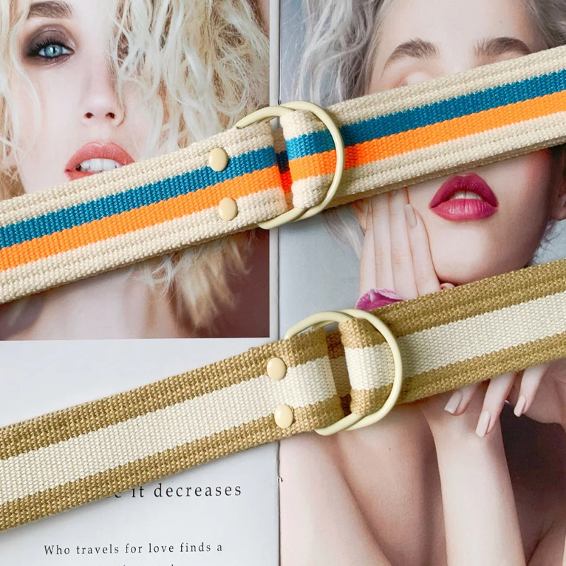High Quality vitality Canvas belt for men/women Alloy Double ring buckle Non-porous Design Korean simplicity waist belt