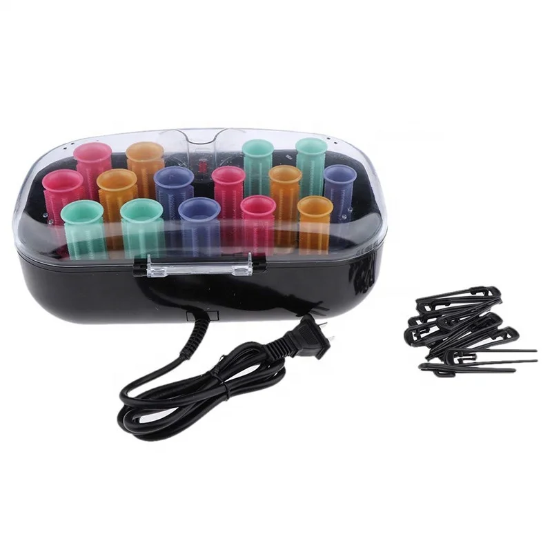 15Pcs Electric Heated Roller Ceramic Curling Roll Tube Hair Styling Tool with Black Clip 110-220V Mini Electric Hair Curler