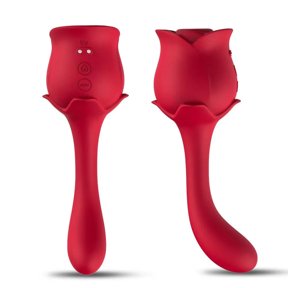 hot sale G spot 2 IN 1 rose vibrator for Female pussy stimulator clitoris tongue sucking vibrator AV Wand massager