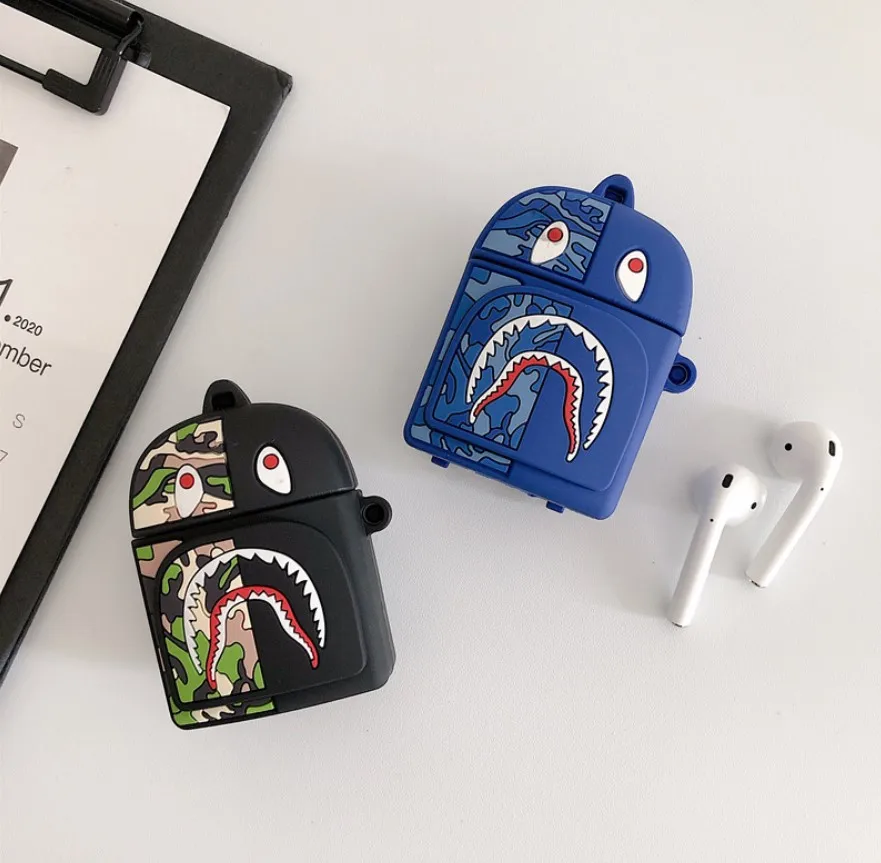 For Airpods 1 2 3 Pro Sharks Backpack Shoulders Bag Case Cover Skin