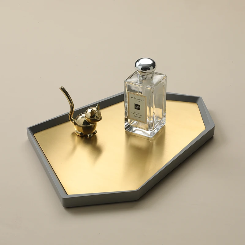 Modern minimalist style wholesale multi-color customize Stainless Steel Plate Dry Food Plates Concrete Tray Decor Storage