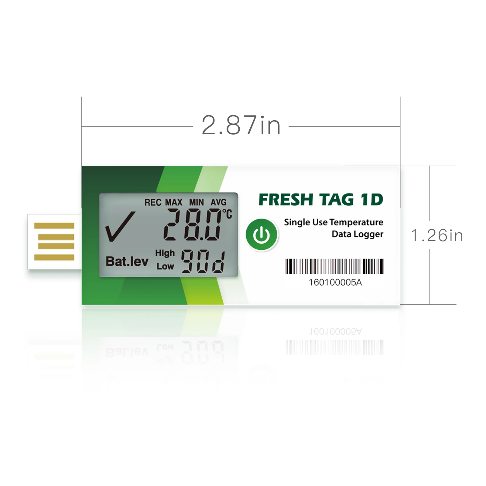 Freshliance Fresh Tag 1D data logger temperature sensor usb single use alarm temperature data logger