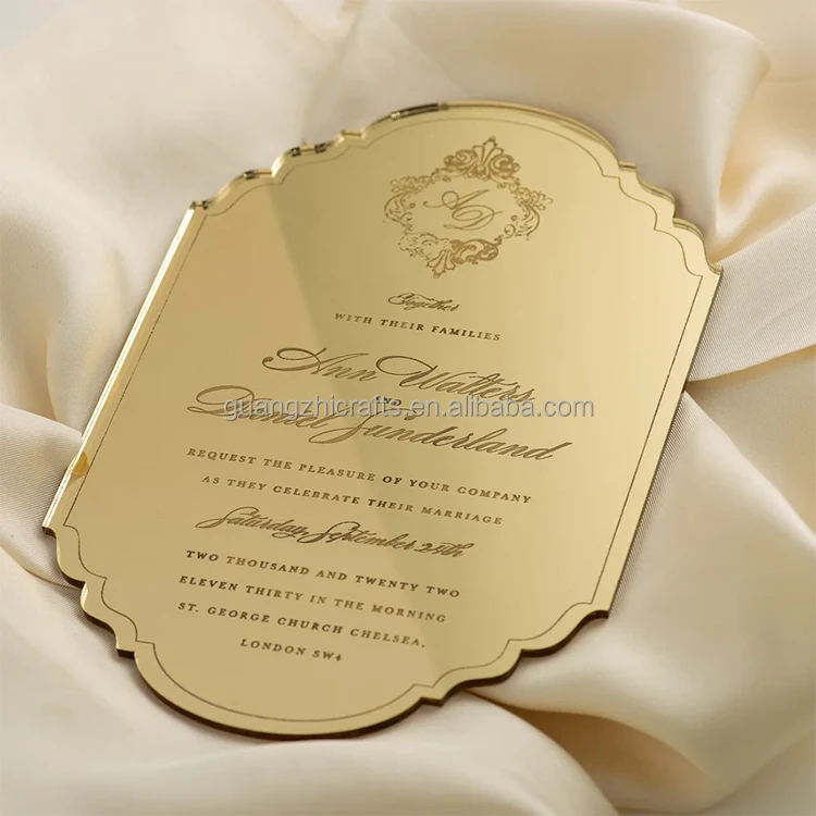 Gold Mirror Acrylic Wedding Invitation Card Gold Mirror Acrylic Invitations