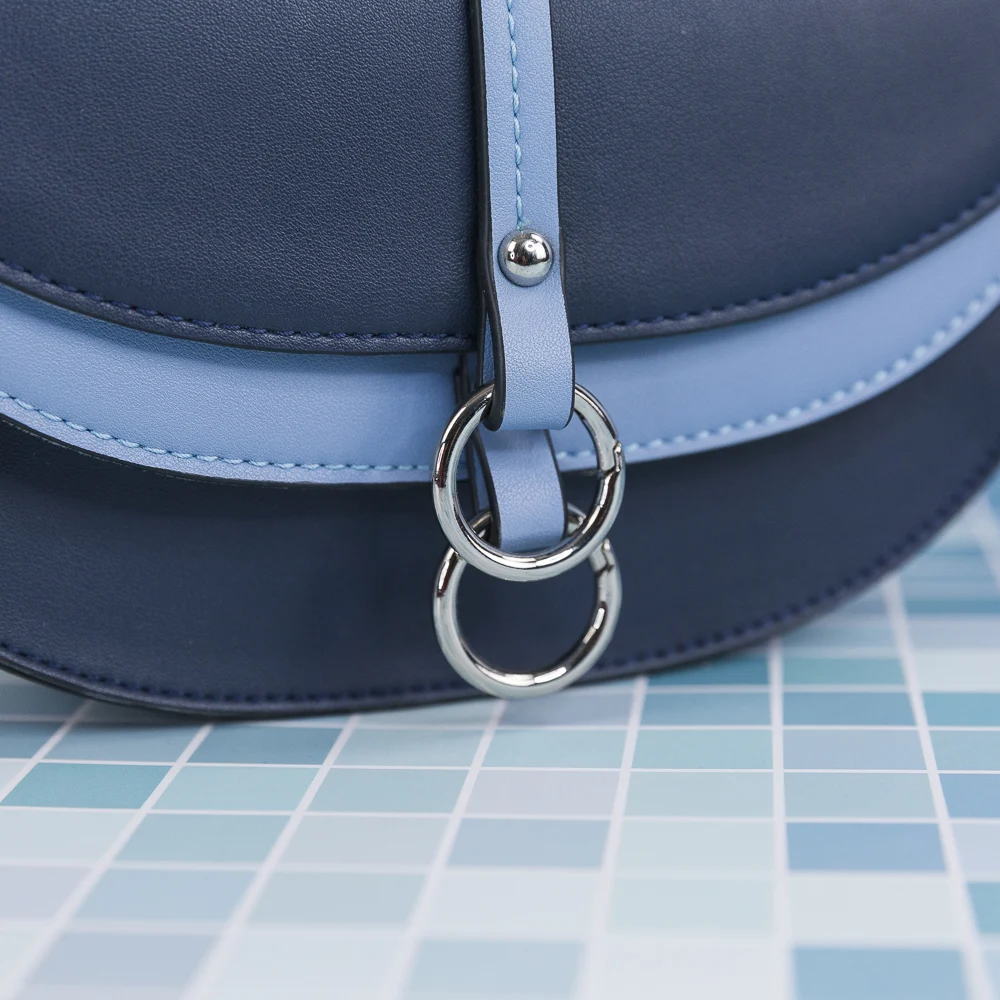 Contrast Colors Girls Handbag Semi-Circle Shape Sling Bag Leather Women Hand Bags Shoulder Simple Ladies Cross