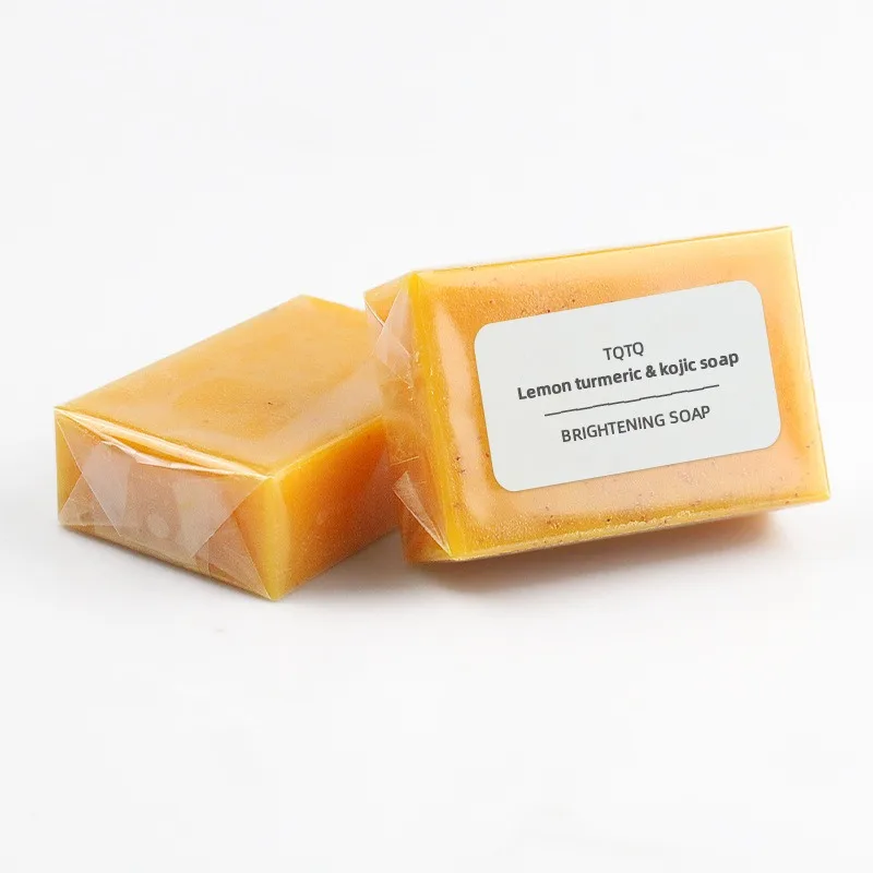 Customized Lemon Turmeric Kojic Acid Handmade Soap Scrub Granules Cleansing Bath Soap bar