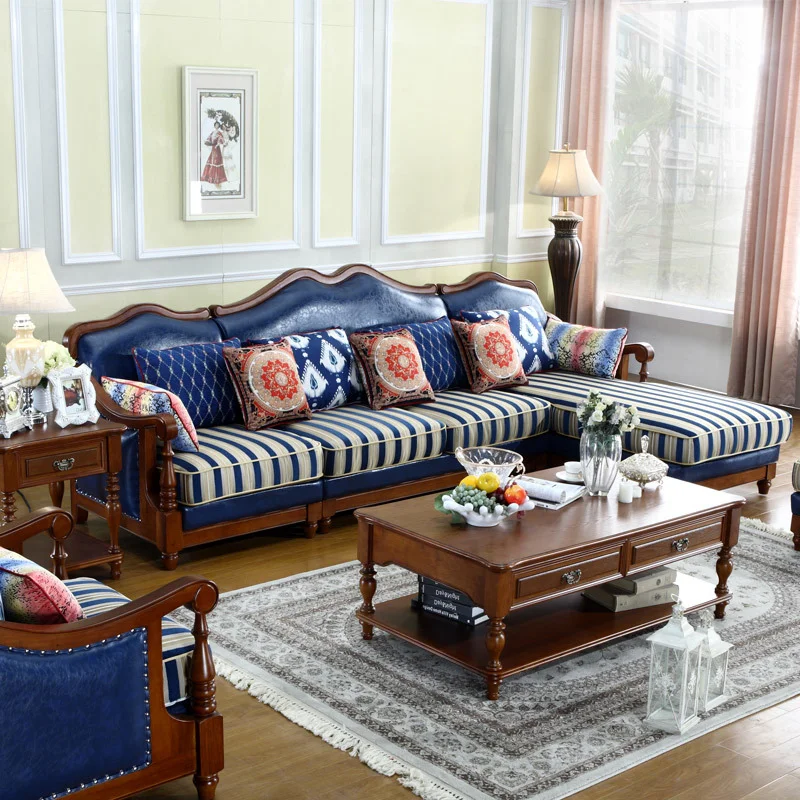 Customized Strong And Durable American Style New Classical Leather Corner Sofa