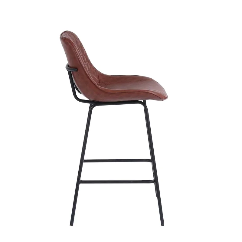 Nordic coffee luxury minimalist pu leather metal bar chair counter high chair for bar table