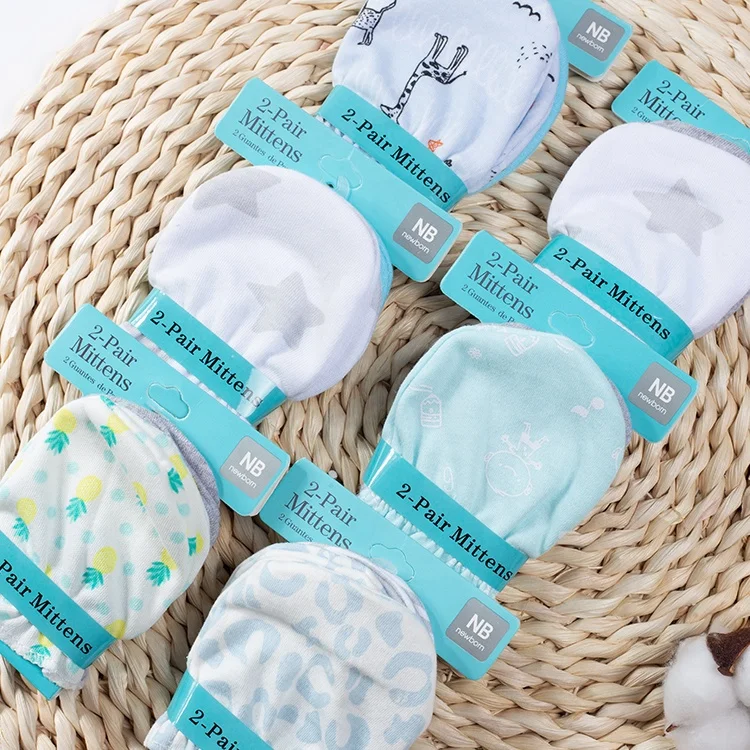 Возможность комбинировать дизайн цвет хлопчатобумажные гольфы для новорожденных детские перчатки от 0 до 3 месяцев, Не оставляющий царапин варежки для малышей