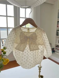 JNFS Latest Designer Baby Girls Romper Flower Embroidery Front Bows Infant Jumpsuits Princess Party Newborn Clothes