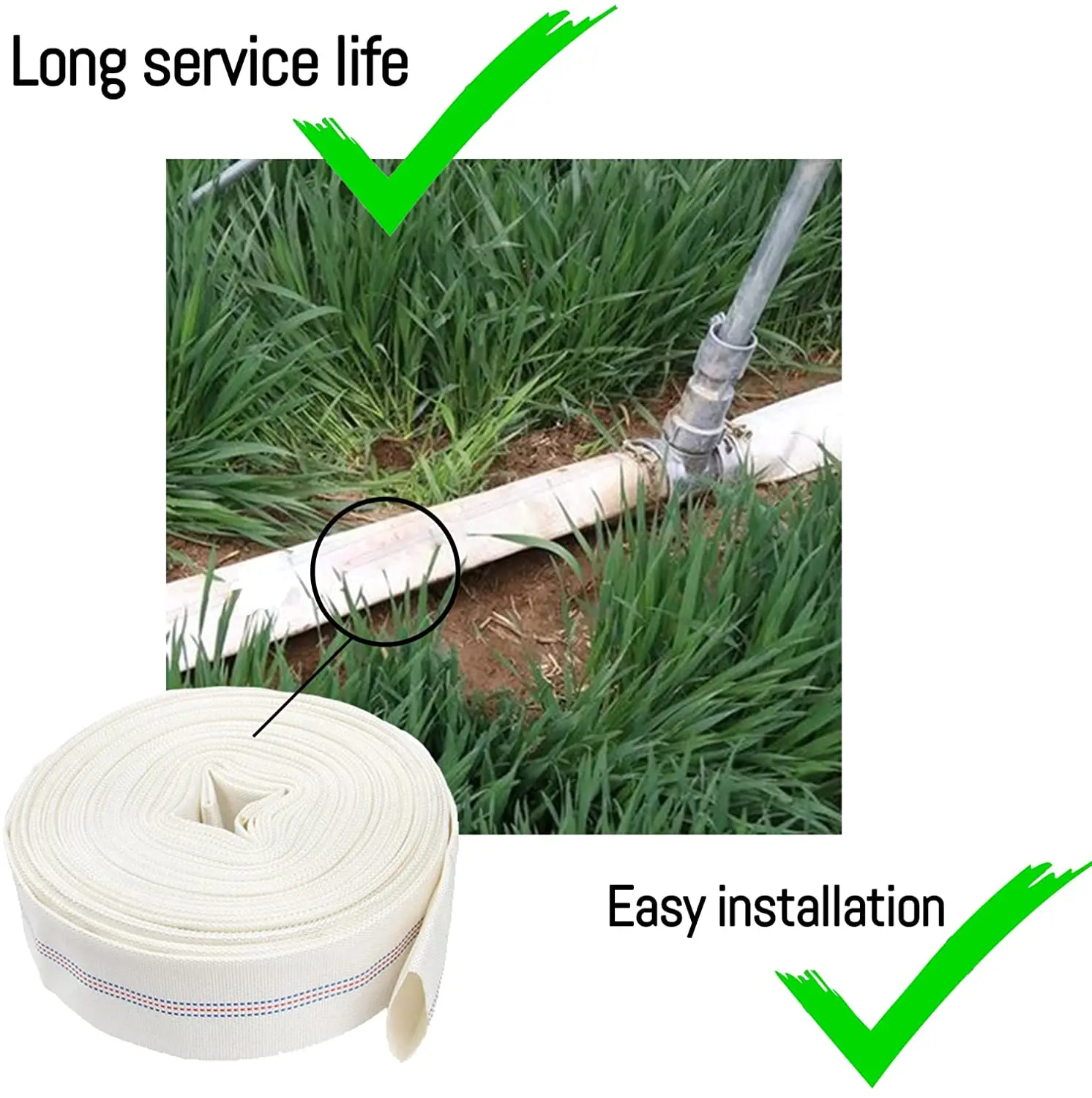 High Pressure PVC Garden Water Hose Pipe Irrigation Watering Thin Wall Durable Canvas Lay Flat Hose