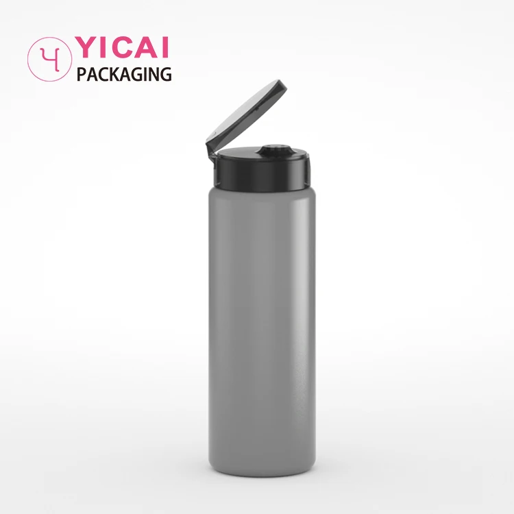 Black Wide Mouth Round Plastic Bottle With Lids 200ml Hdpe Protein Powder Container Bottles Wholesale