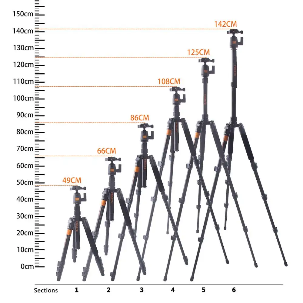 
FOSOTO F-555 Professional Portable Magnesium Aluminium Alloy Q555 Camera Tripod Monopod Stand & Ball Head For Canon Nikon Sony 