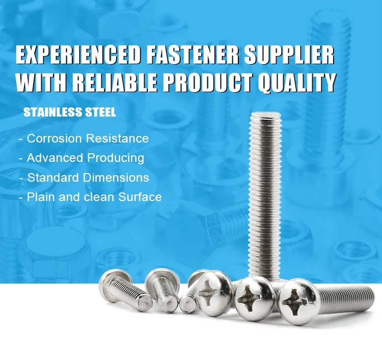 
Fasteners Machine Screw DIN7985 304 316 Stainless Steel M4 Phillips Cross Recessed Pan Head Machine Screw 