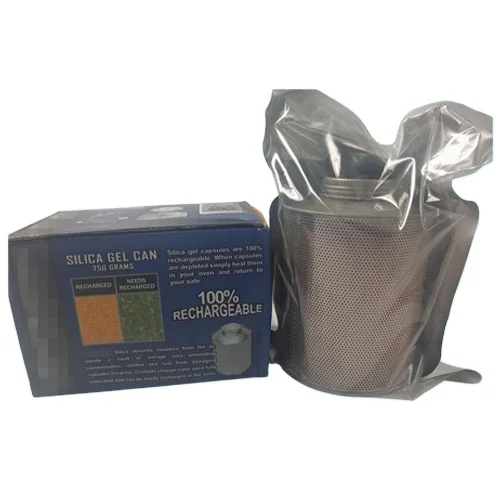 Reusable cylinder silica gel aluminum canister and desiccant pharmaceutical use