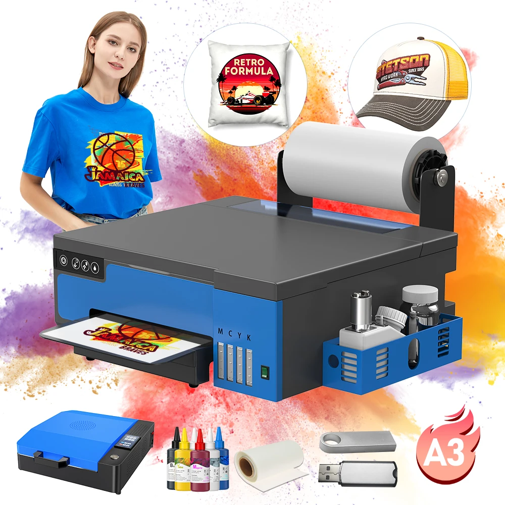 Cheaper 30cm printing size roll printer machine for small t shirt business  for t shirt shop A3 DTF printer with free software