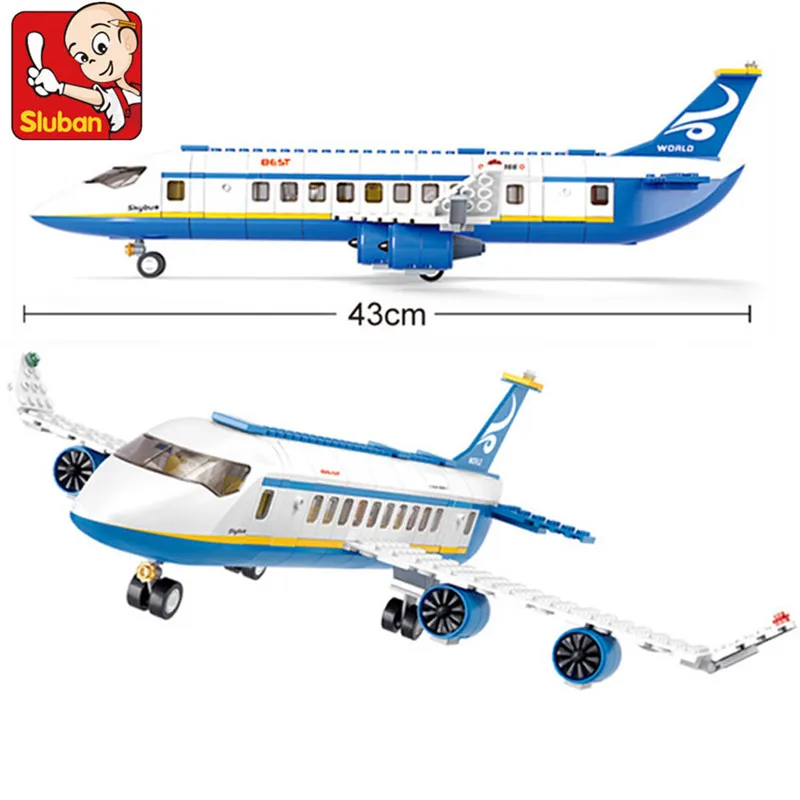 
sluban 0366 463Pcs City Airport Airbus Aircraft Airplane Plane Brinquedos Avion Building Blocks Bricks Toys for Children 