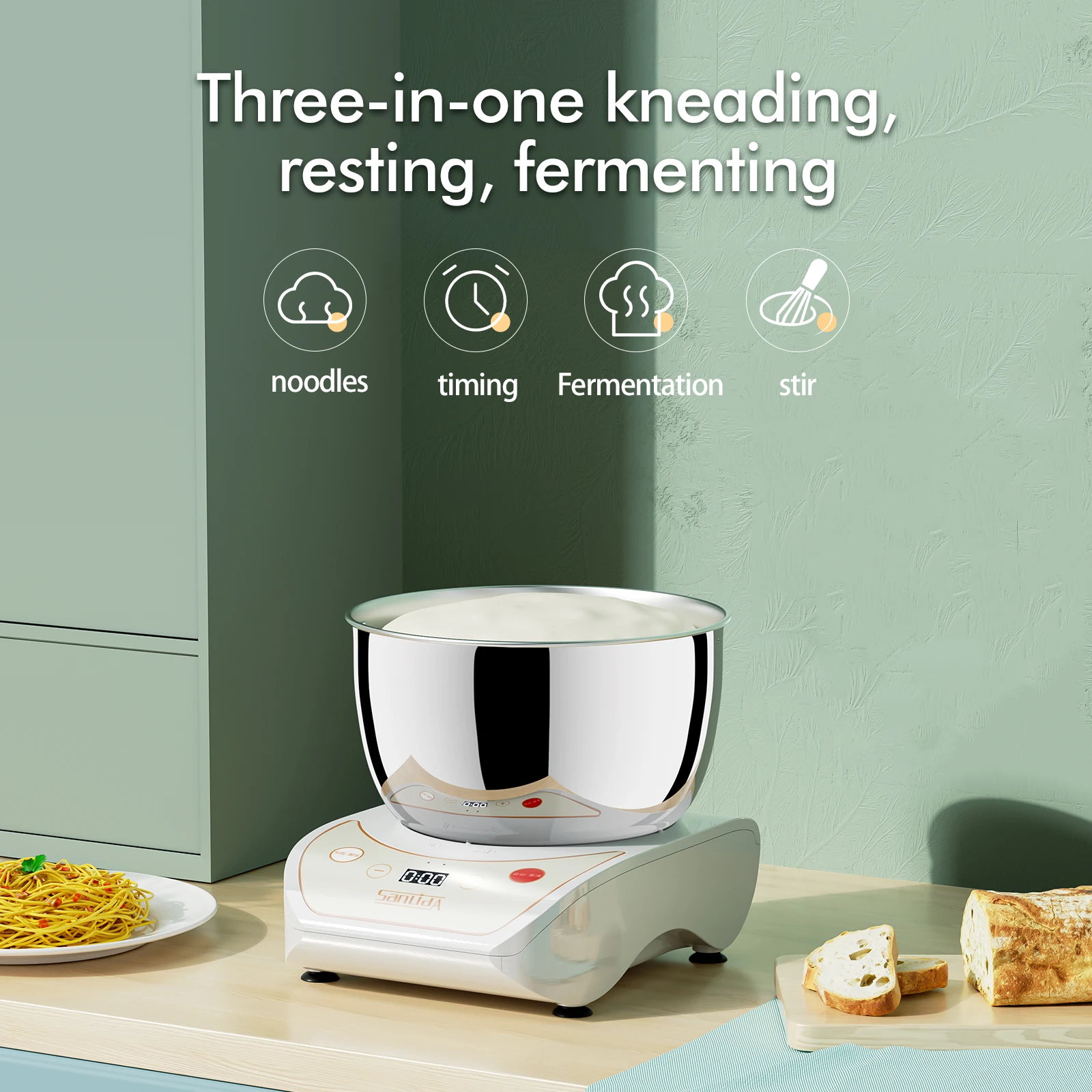 Кухонный Электрический миксер для выпечки 5 л из нержавеющей стали