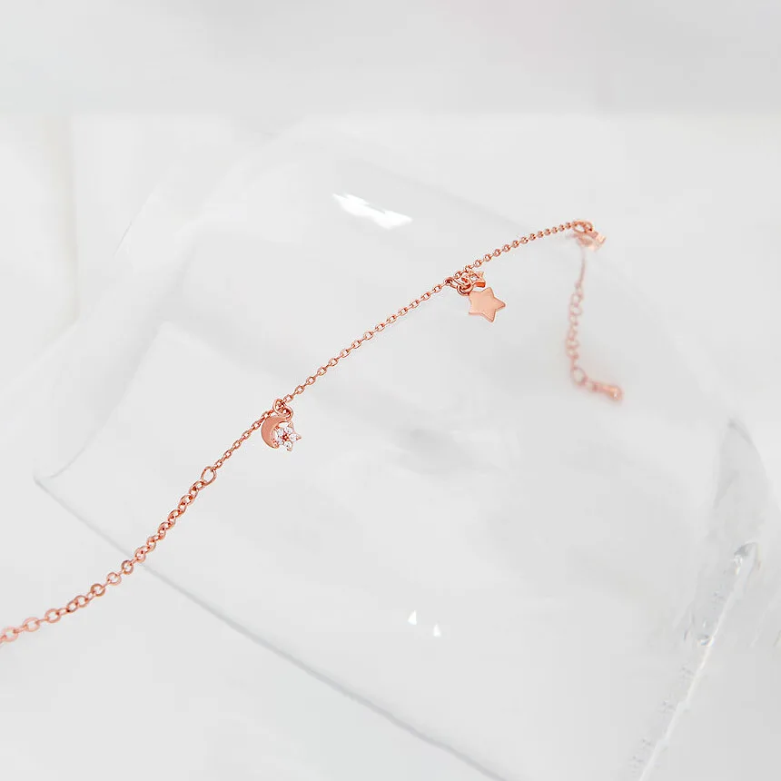 Fashion light luxury s925 sterling silver gold-plated star moon bracelet Female temperament all star moon hand jewelry