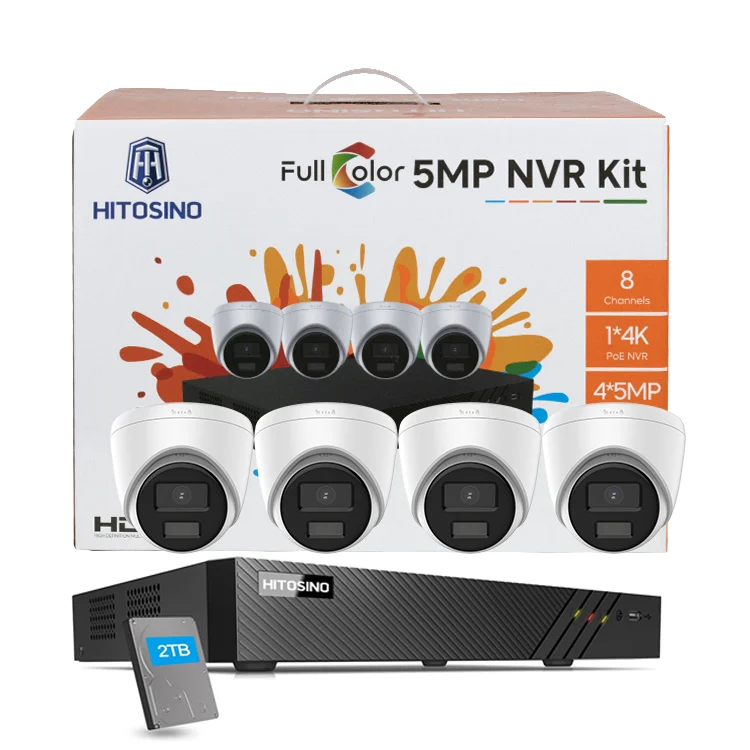HITOSINO OEM HIKVISON 8 Channel POE H.265 4K NVR 5MP Built-in Mic Motion Detection Surveillance Camera System