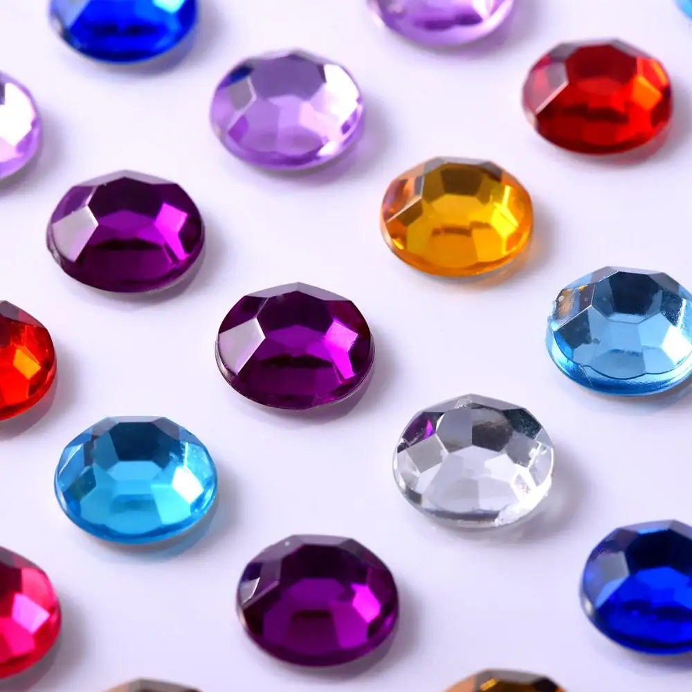 multi color self adhesive craft crystals gems flat back acrylic resin jewel