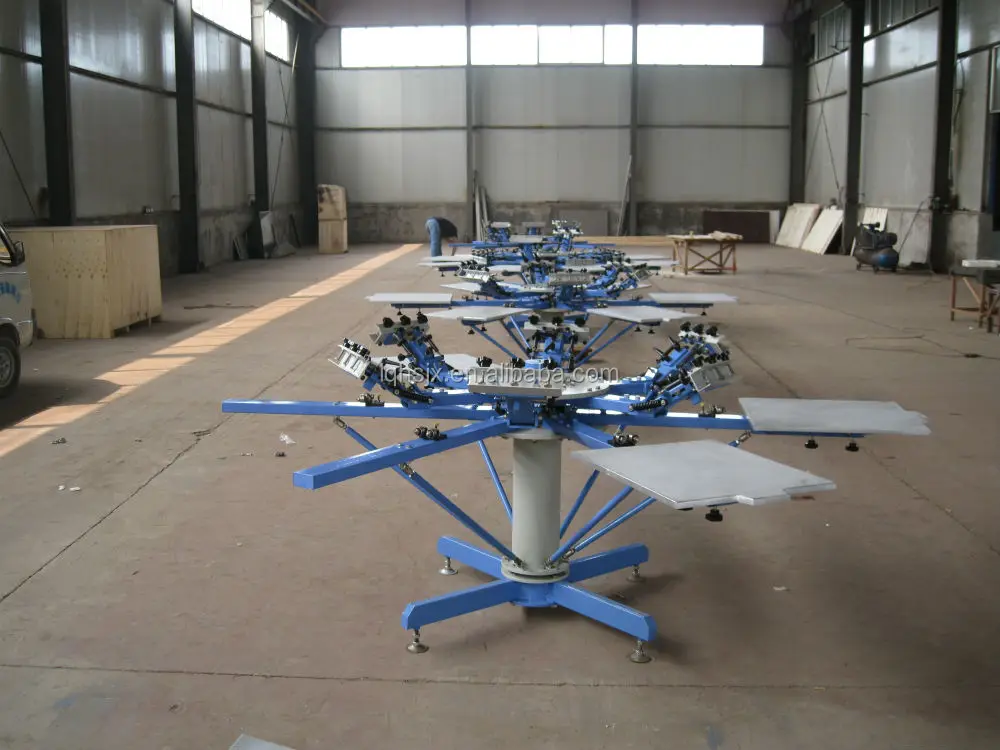 Fine tuning 6 color 6 station textile & page manual rotary screen printing machine, with 2 frames for free! Hot sale!
