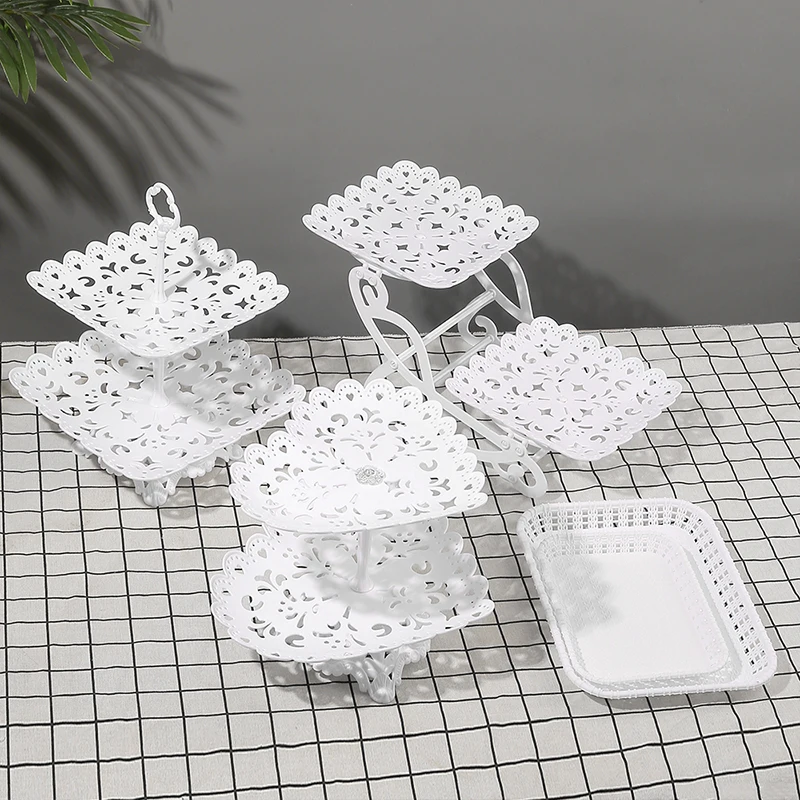 Multi-layer Cake Stand Dessert Cupcake Holder Fruits Snack Metal Serving Platter for Wedding Birthday Party Festival Cake Tool