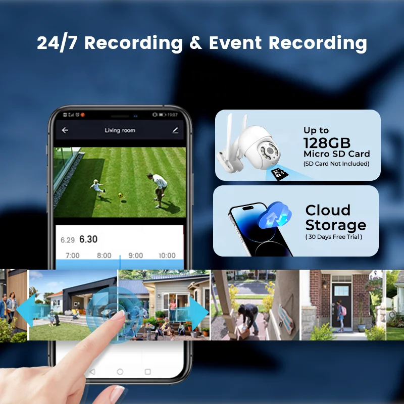 Full HD 1080P красочная Беспроводная ip-Купольная ptz-камера ночного видения уличная смарт-камера с автоматическим отслеживанием системы видеонаблюдения icsee