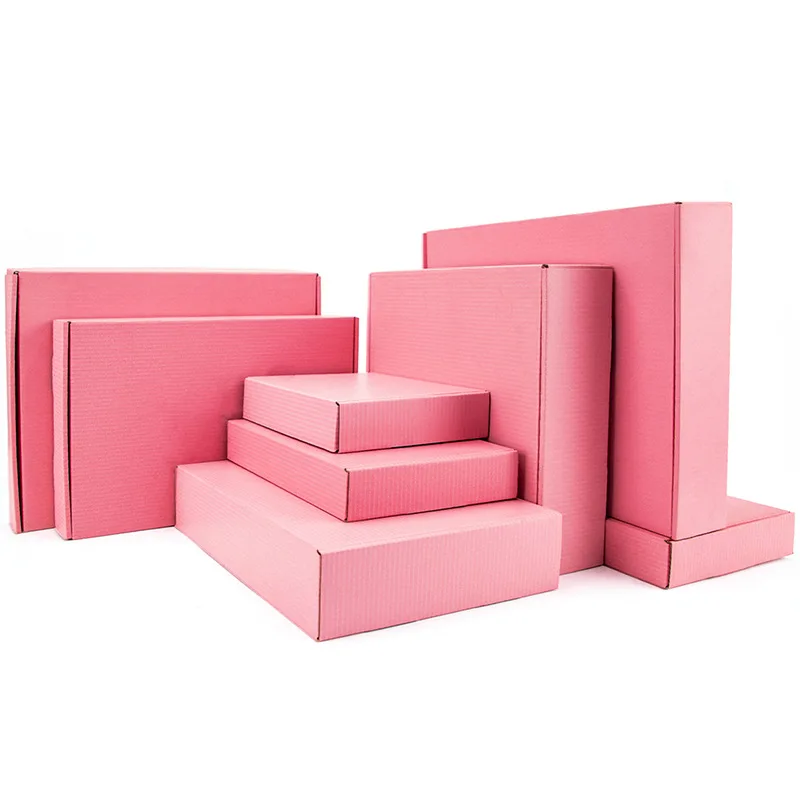 Market Clothing Holiday Gifts Flat Cardboard Mailer Pink Box Paper Mailing Gift Packaging Box