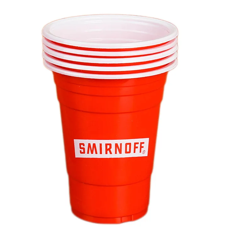 Custom Branded Logo 16 Oz Disposable PP Cups Customized Red Beer Pong Party Cups Single Wall Style Reusable Beerpong Set