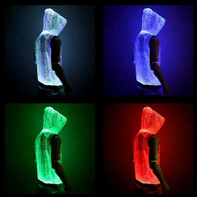 Cool 7 colors customized stage performance light-emitting clothes flashing LED optical fiber hoodies