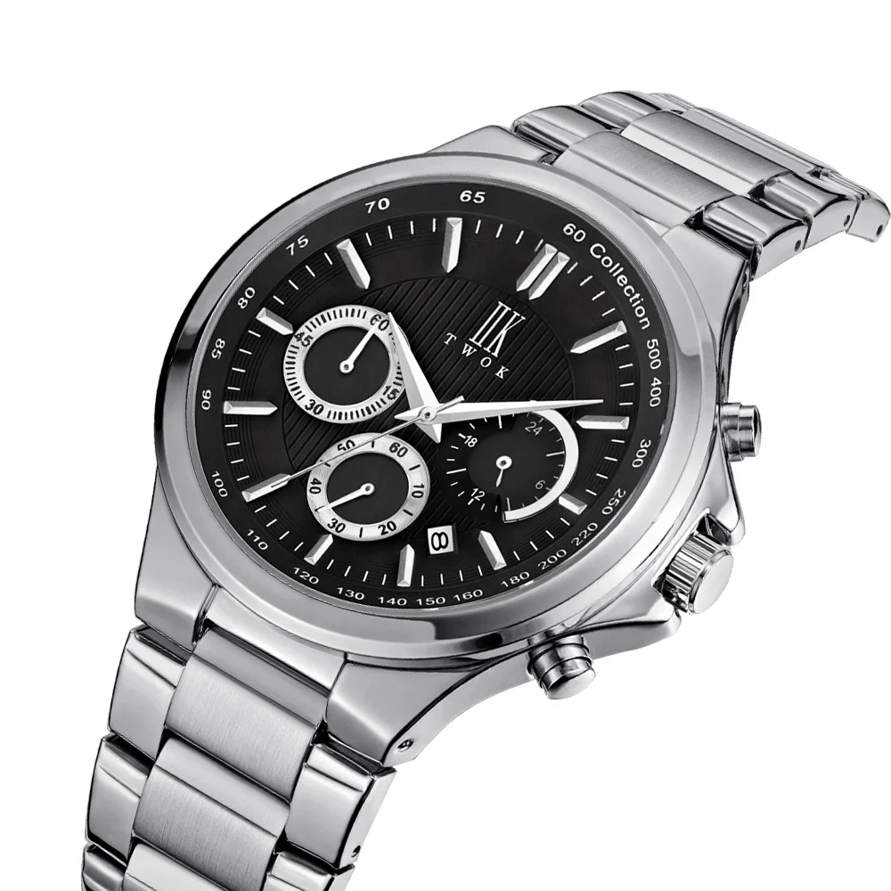 Top 2019 Luxury Chronograph Water Proof Stainless Steel Watches Wrist Quartz Watch For Men