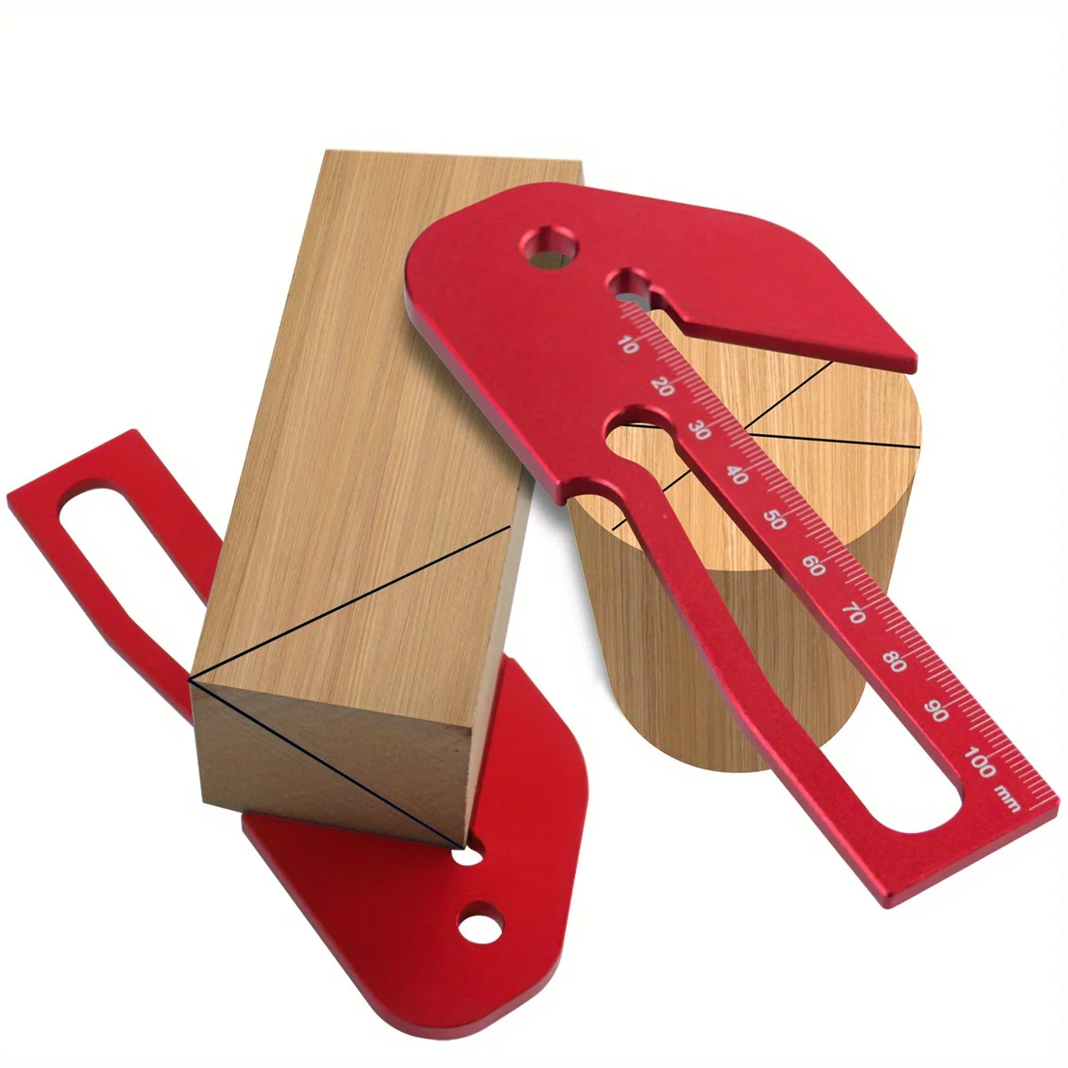 Center Finder Square - Aluminum Alloy Center Scribe - 45/90 Degree Right Angle Line Gauge - Woodworking and Diy Tools