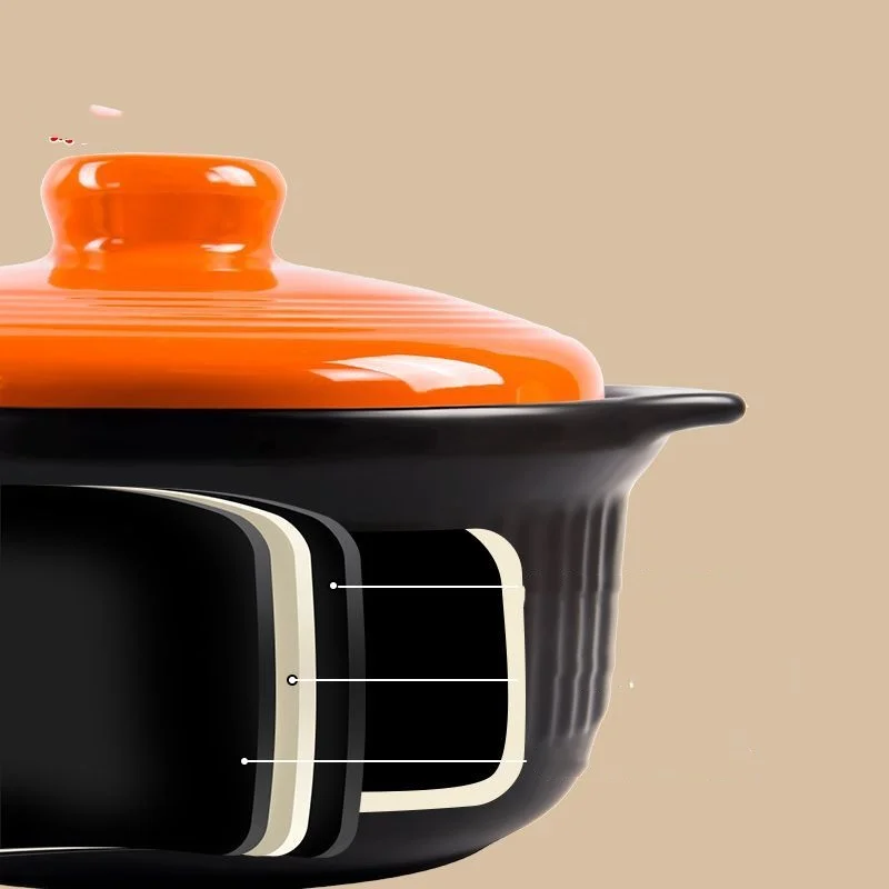 Ceramic Soup & Stew Pottery round Casserole Dish with Lid Gas Microwave Oven & Stove Safe