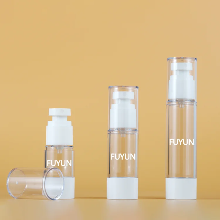 Fuyun in Stock Cosmetic Packaging Plastic Spray Bottle 5ml 10ml 15ml 30ml 50ml Vacuum Clear Airless Pump Bottle