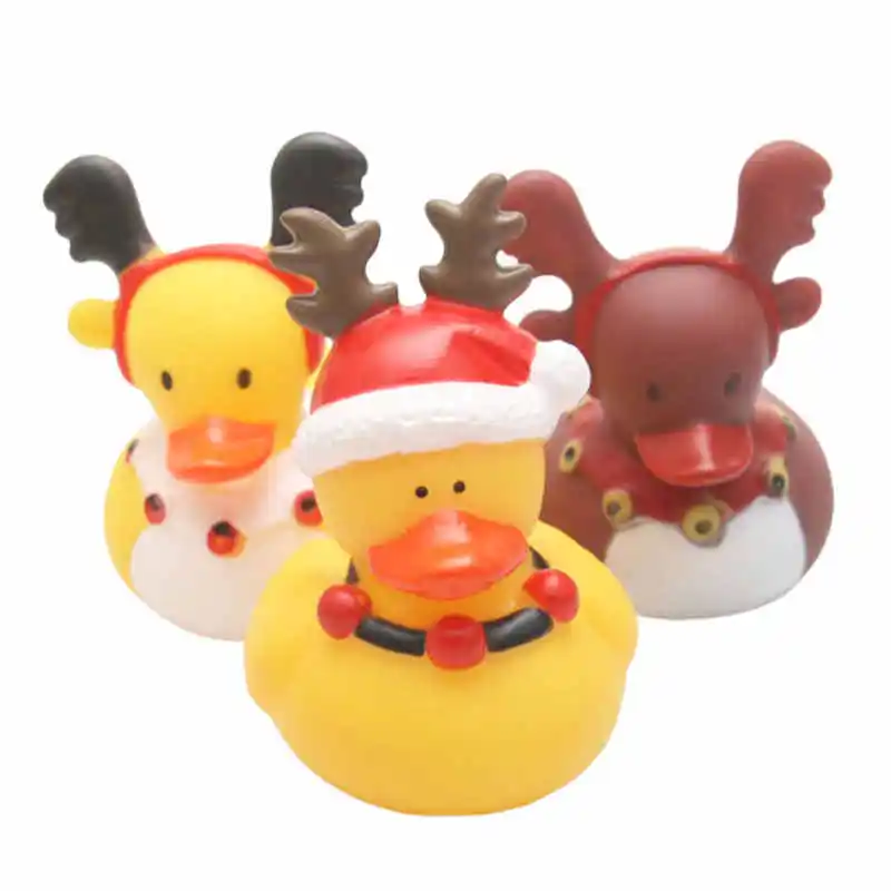 Customized Christmas Ducks  kids Bath Toys Squeaky Ducky Baby Toys Cute Rubber Duck Children Water Playing Toy Xmas Decor