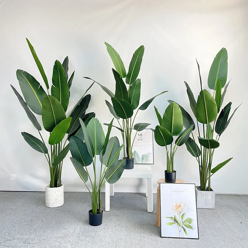 Nearly Natural Artificial Palm bird of paradise Plant Travelers Greenery Indoor Home Office Hotel Decoration Plastic Banana Tree
