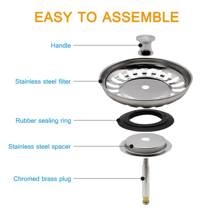 Sonda 732251 SS304 78mm Kitchen Multi Fit Universal Stainless Steel Sink Drain Filter Strainer Plug
