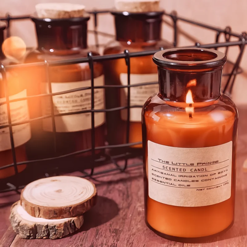 Luxury Custom Room Bed Bath Vanilla Glass Jar Scented Candle High Quality Print Orange Scent Oil Design Scented Candle