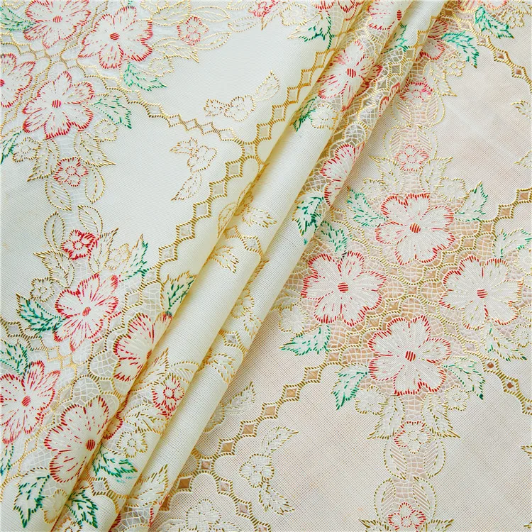 gold pvc lace table cloth factory