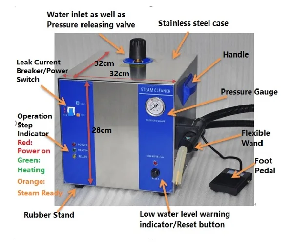 High quality robust built stainless steel case 5 bar steam pressure 2 litre boiler easy operate desktop jewellery Steam cleaner