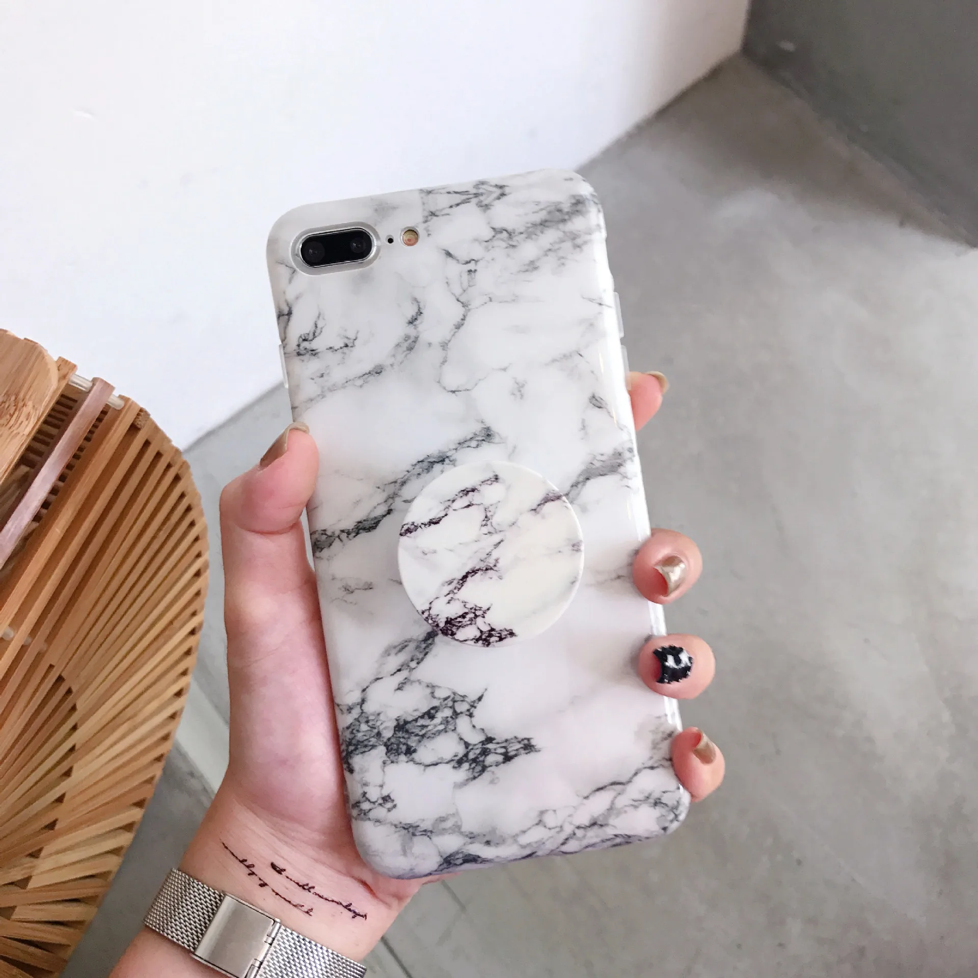 smooth folding bracket protective cover marble cell phone case for iphone XS MAX