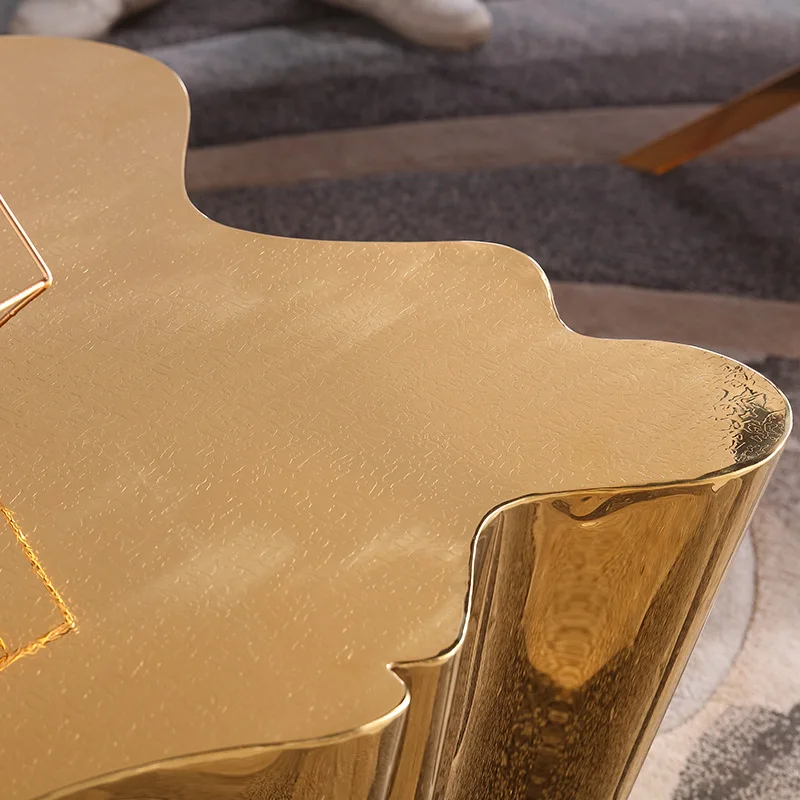 LN-1833 Unique laser tree special shape appearance gold finish 1M length coffee table decoration tea table for sitting room