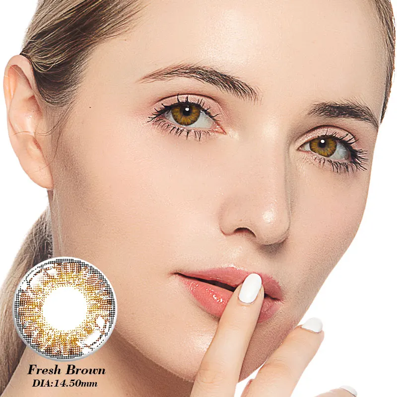  Цветные контактные линзы mill creek premium green hazel популярные мягкие круглые цветные оптом Новое поступление для
