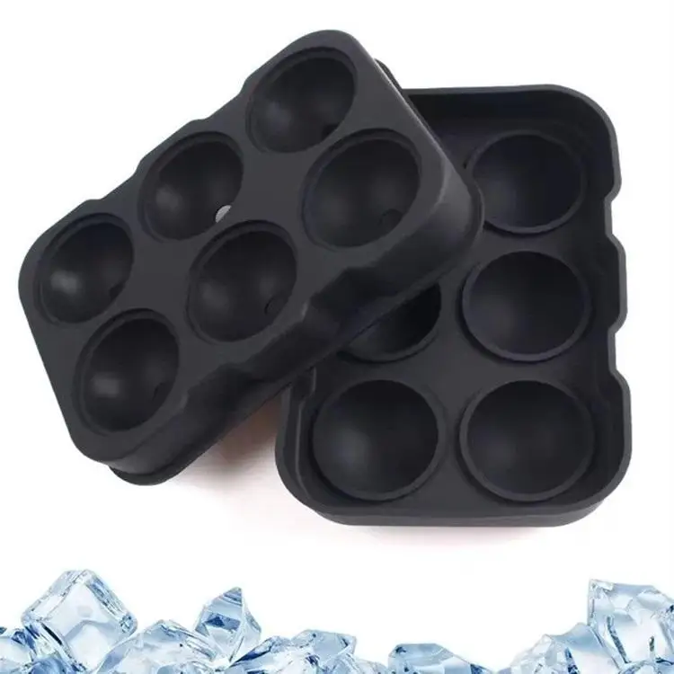 High Quality Silicone Round Ice Cube Molds Six Silicone Round Ice Cube Tray Black Frost Silicone Round Ice Cube Tray Gray