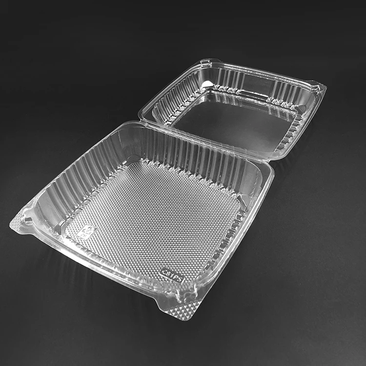 Recyclable baking supplies clear plastic container food box clamshell packaging custom cake boxes